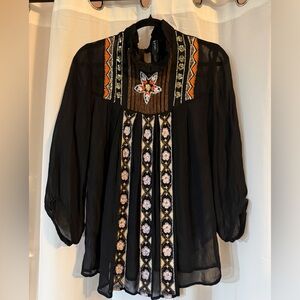 Vintage Marc Cain Sheer Embellished Tunic Boho Luxe